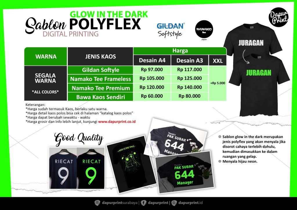  Harga  polyflex  Glow in the dark Dapur Print